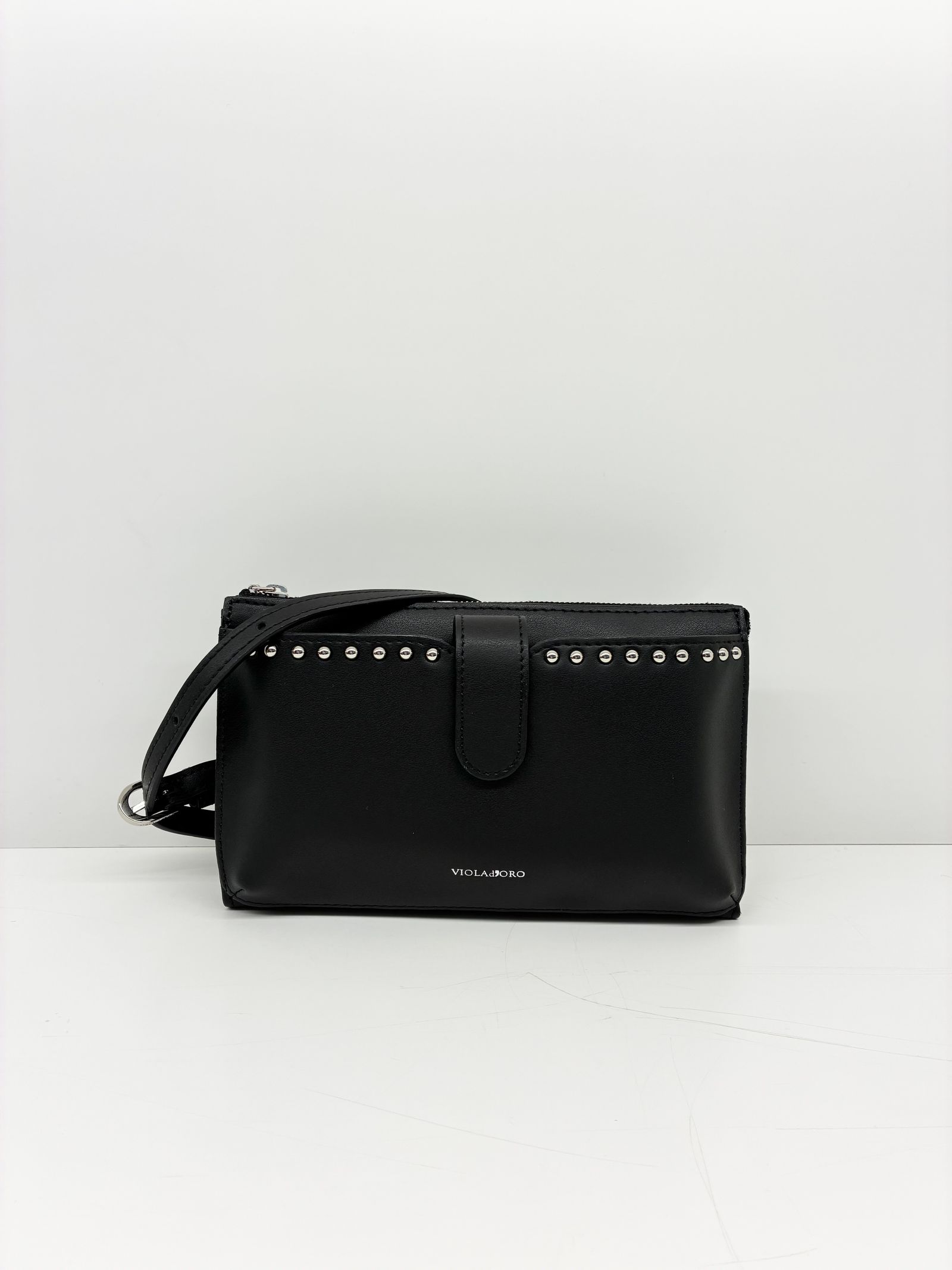 MIRO / スタッズ付きスマートフォンショルダーバッグ / ウォレットバッグ / ブラック