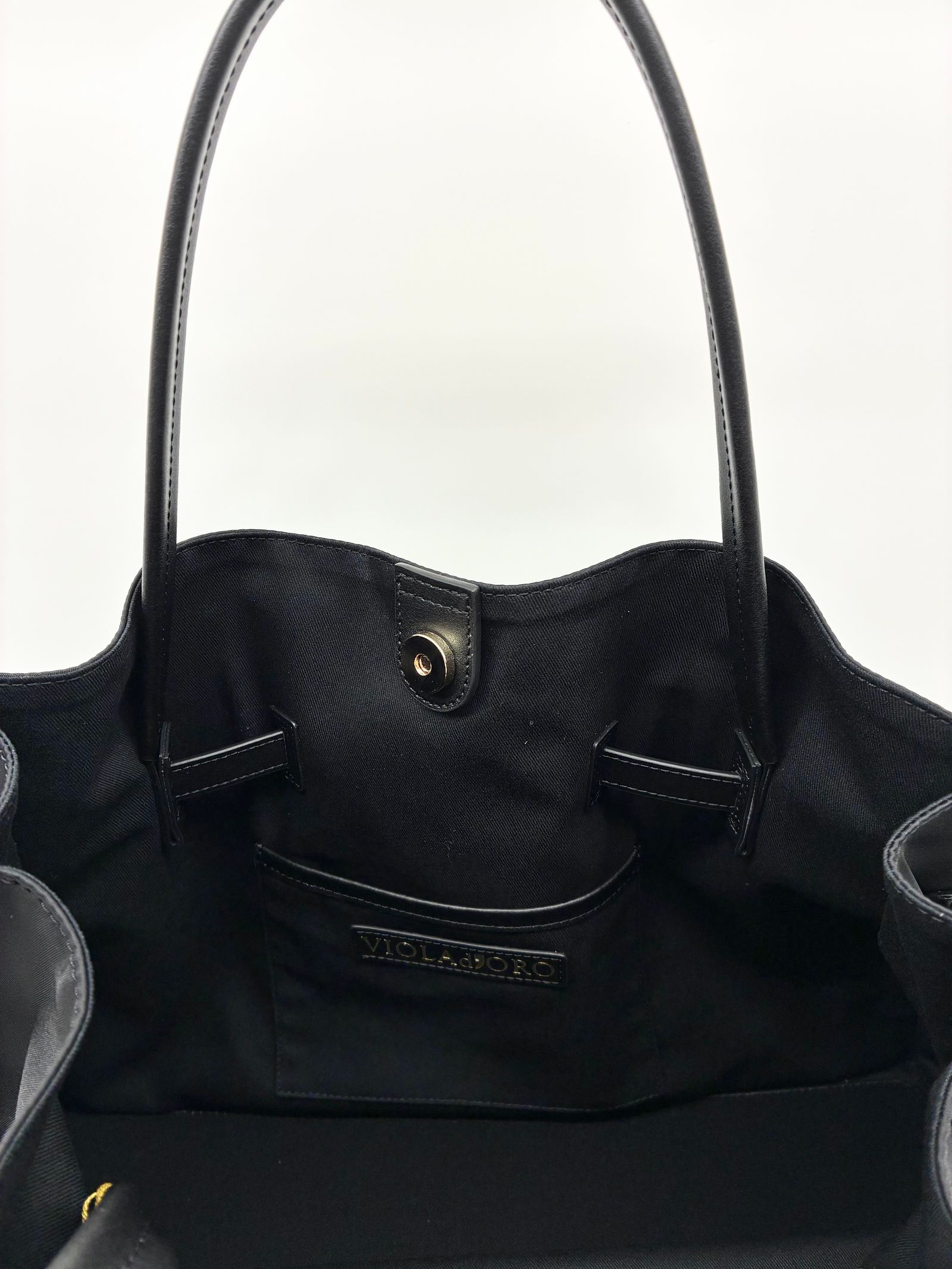 BRUNO / レザーパイピングナイロンバッグ / ブラック