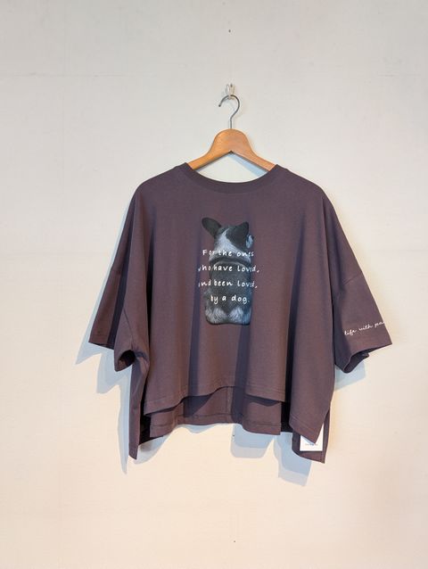 コーギープリント半袖Tシャツ / チャコール