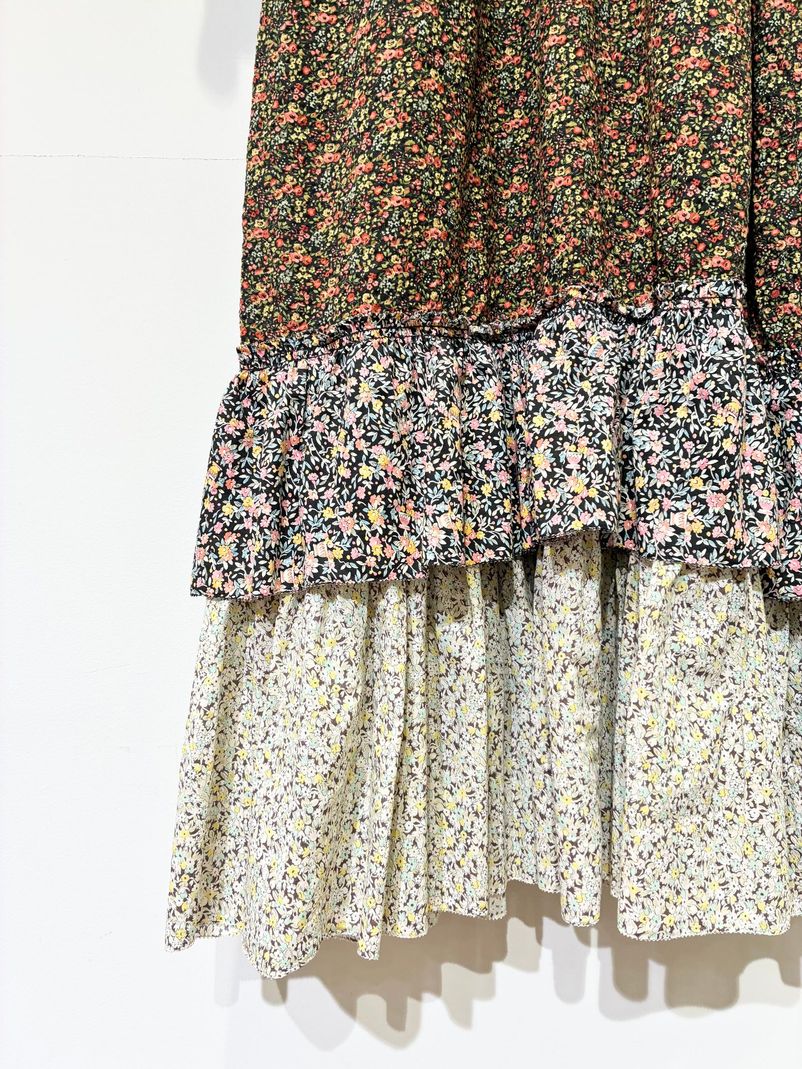Printed Dress / 花柄プリントワンピース / ブラック
