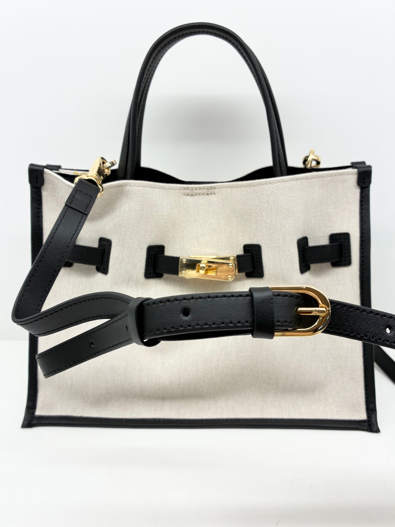 BRUNO / キャンバスレザーパイピングバッグ / キナリ / ブラック