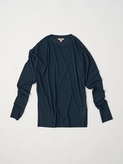 twisted cotton sheer jersey long sleeve Tee / シアーロンT / ネイビー