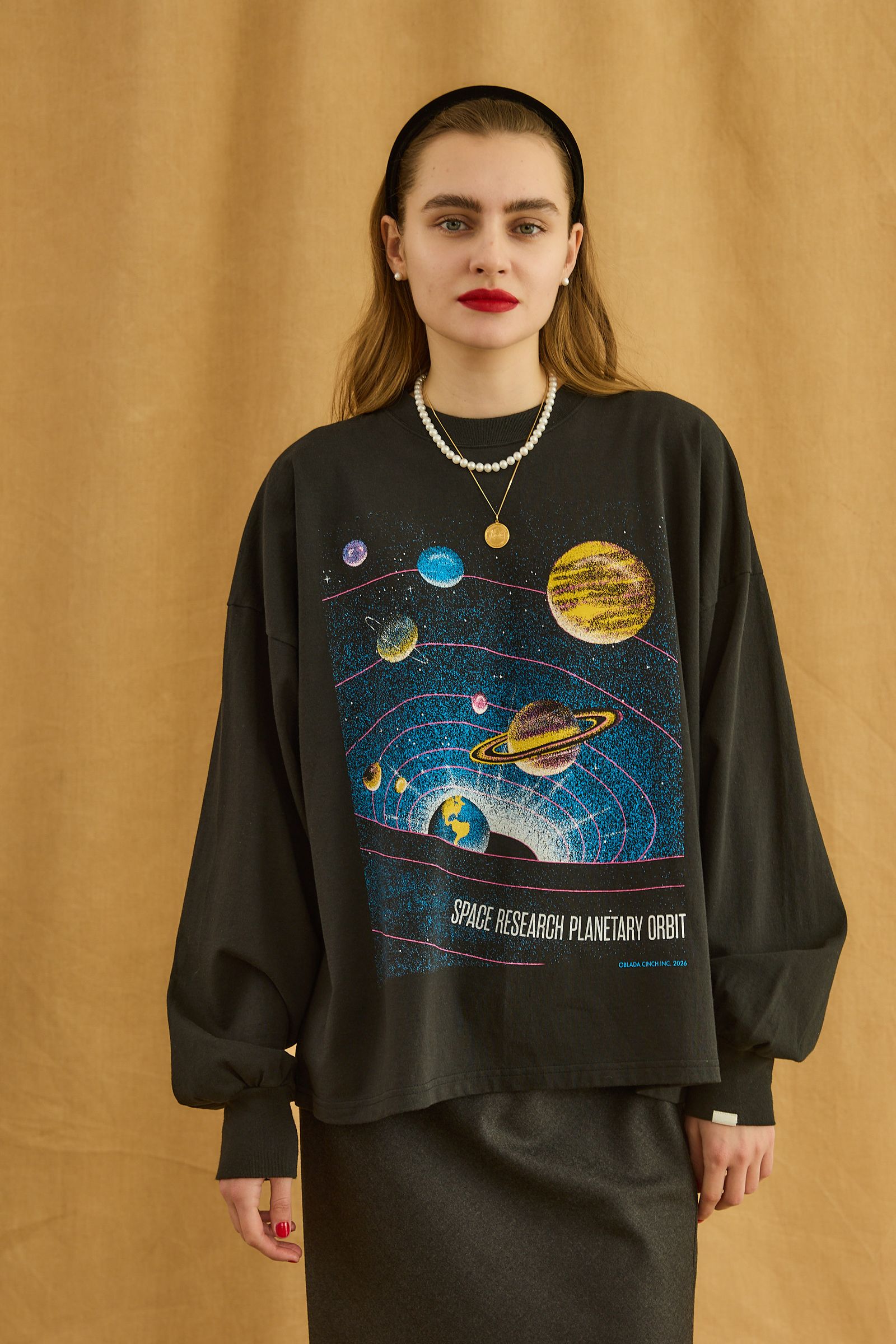 PLANET LONG TEE / プリントロンT / ブラック