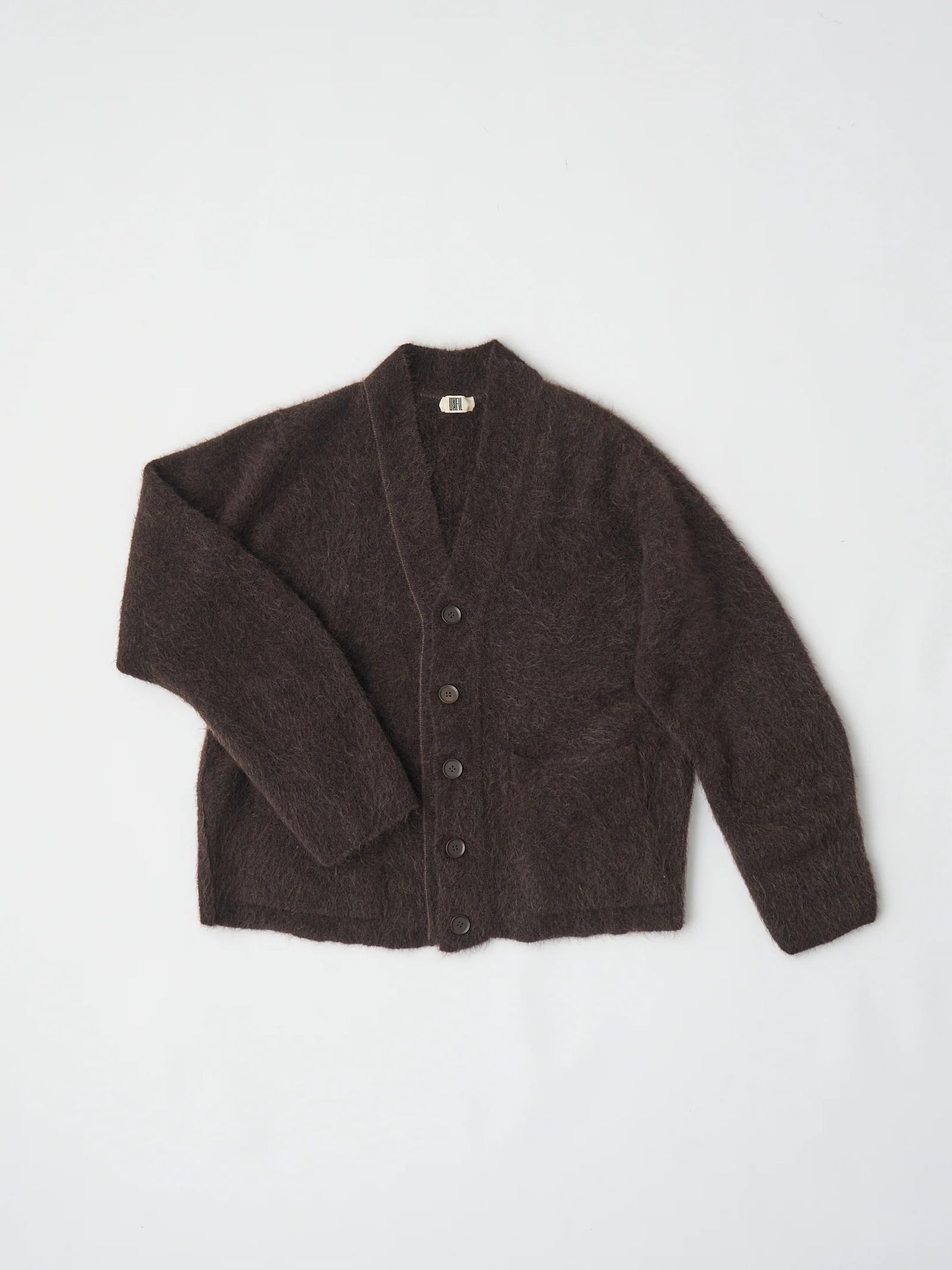 STRETCH SUPERKID MOHAIR C/D / モヘヤニットカーディガン / ダークブラウン