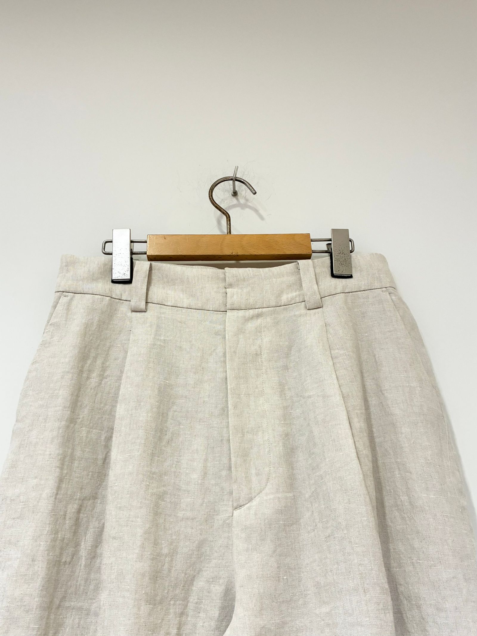 リネンワイドタックパンツ / ベージュ