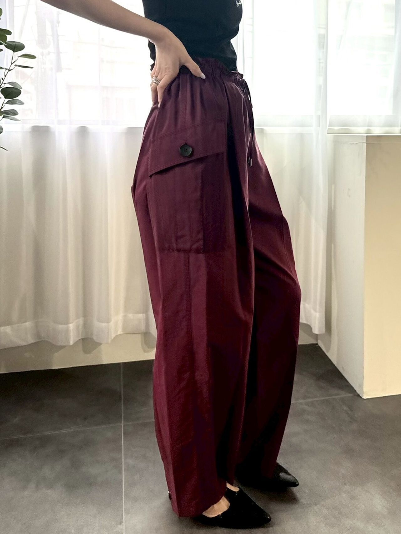 cotton cupra cargo easy pants / コットンキュプラカーゴイージーパンツ / カーキ