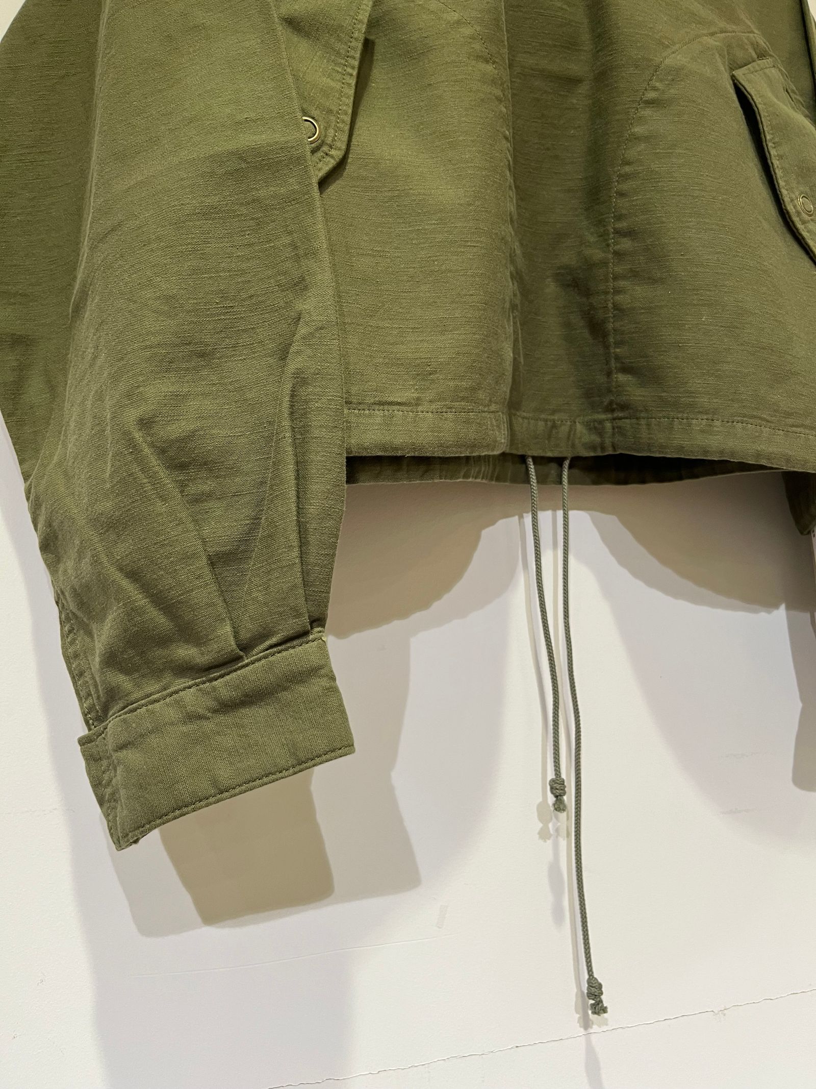 Lace Up Pullover Shirt / レースアップフード付きシャツ / カーキ