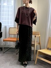 fringe jacquard tight skirt / フリンジジャガードタイトスカート / ブラック