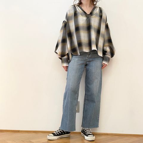 dah'lia の一枚で映えるチェックシャツブラウス