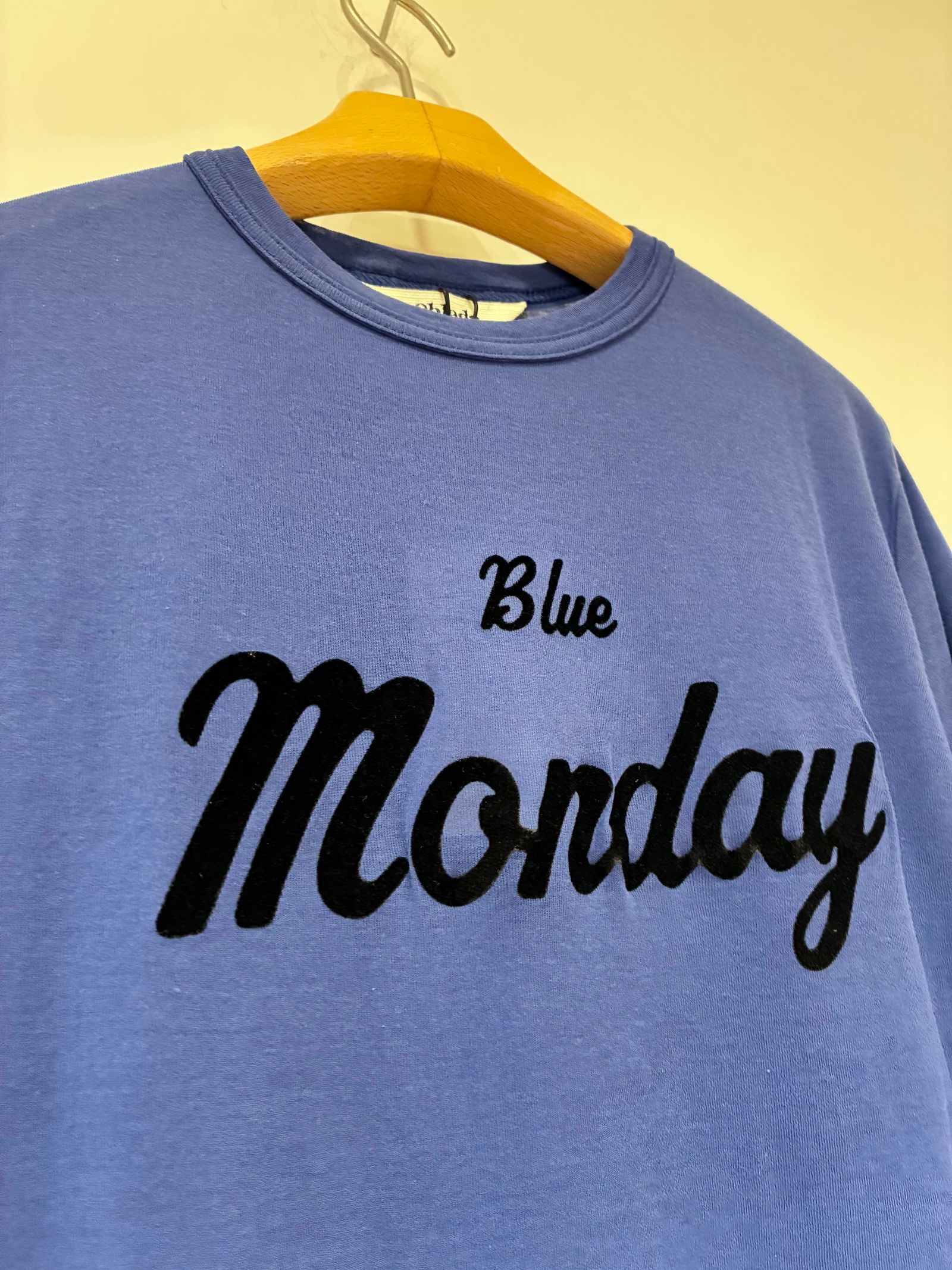 BLUE MONDAY TEE / フロッキープリントシアーTシャツ / ブルー