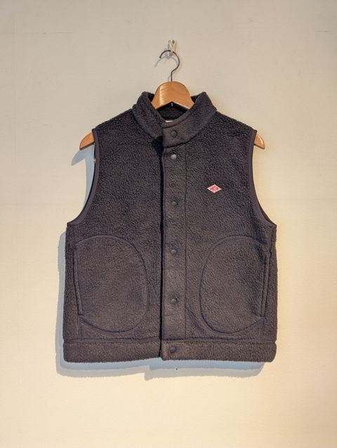 Women's Double Face Boa Stand Collar Vest / ボアスタンドカラーベスト / チャコールグレー