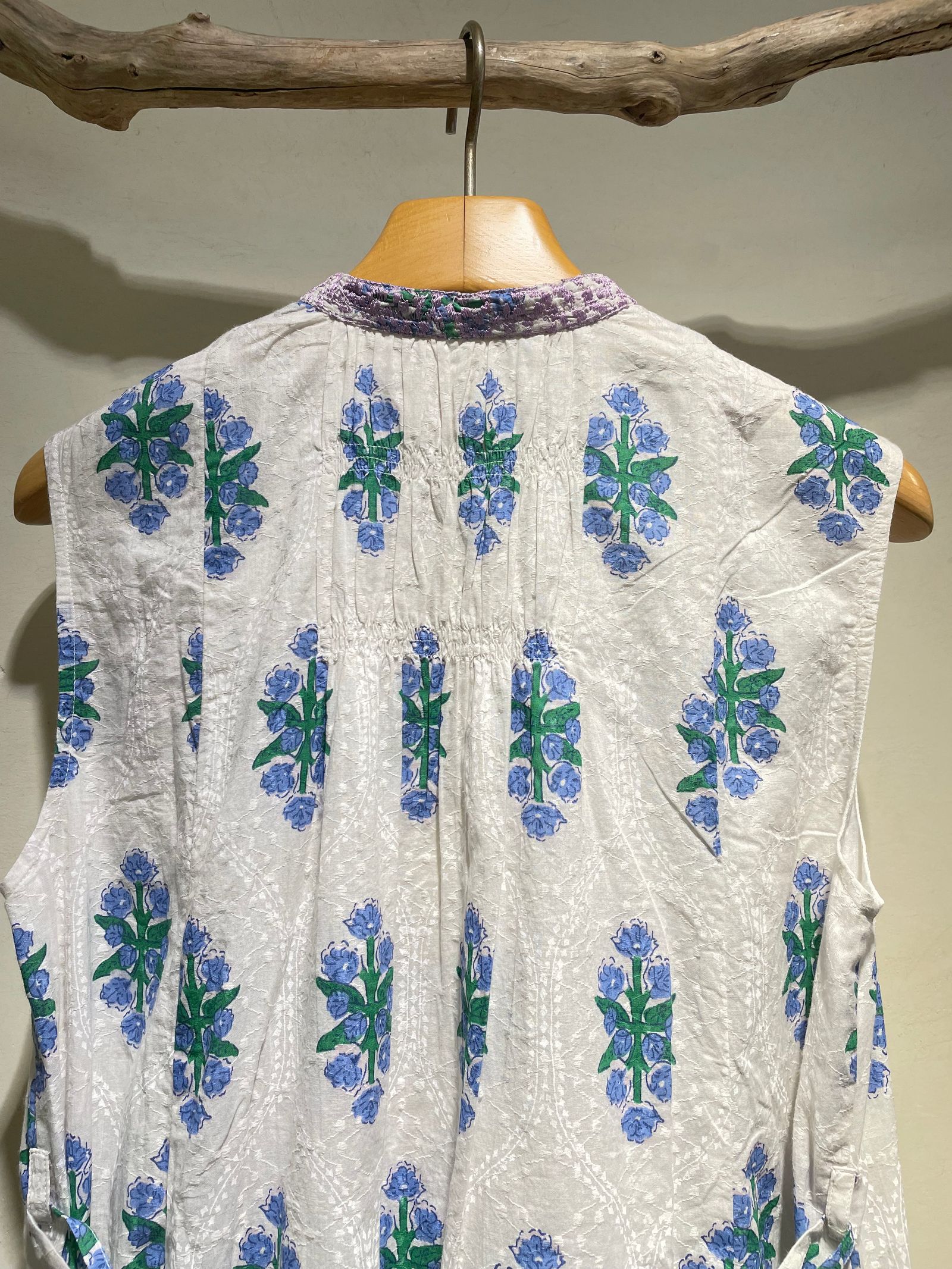 Cotton Jacquard Iberis Print Embroidery Sleeveless Dress / ノースリーブワンピース / ホワイト