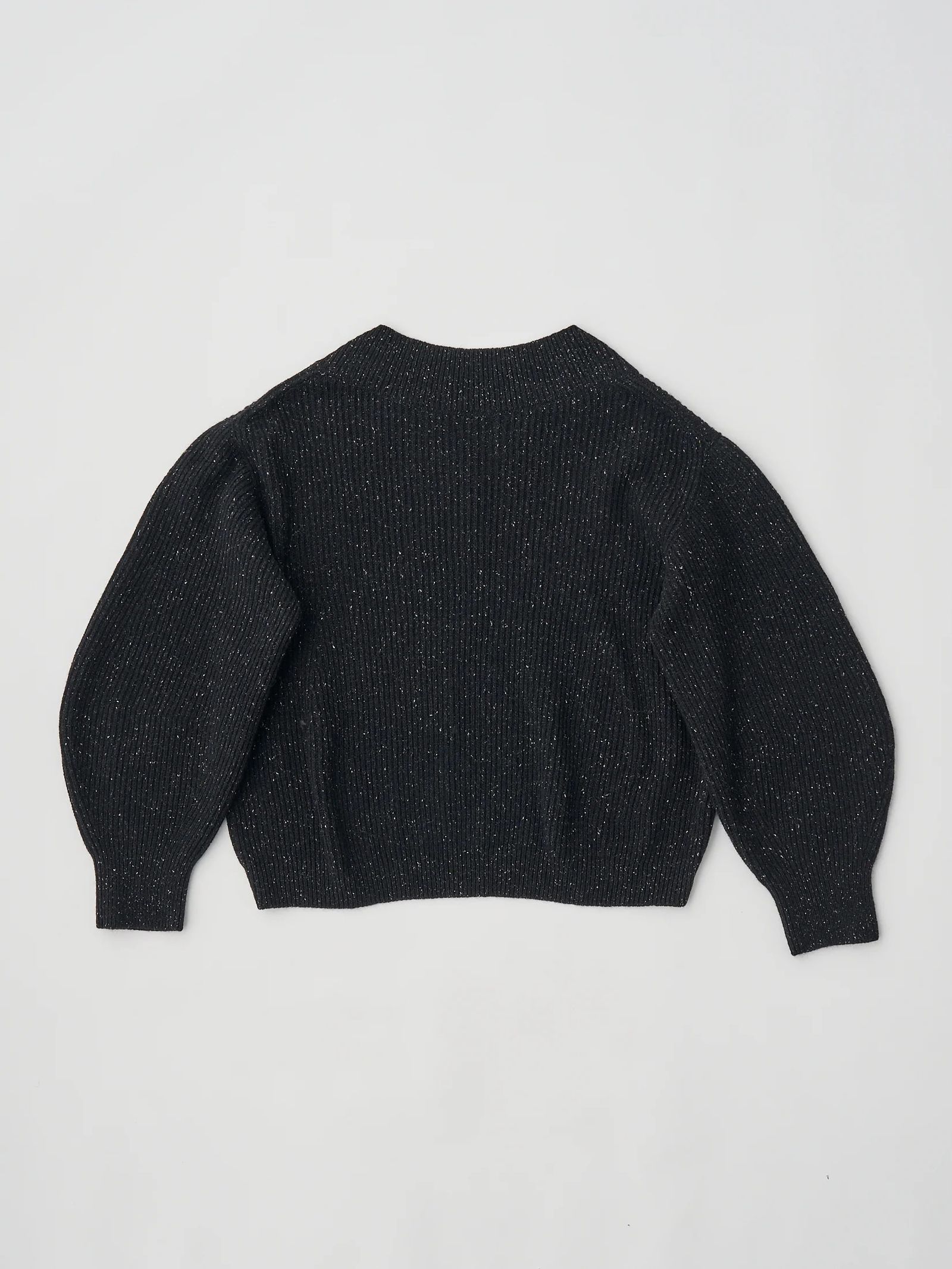 WOOLEN COTTON & SILK NEP WOOL TWEED-KNIT P/O / ブラック