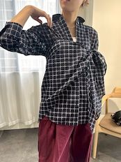 sheer check scarf shirt / シアーチェックスカーフシャツ / アイボリー