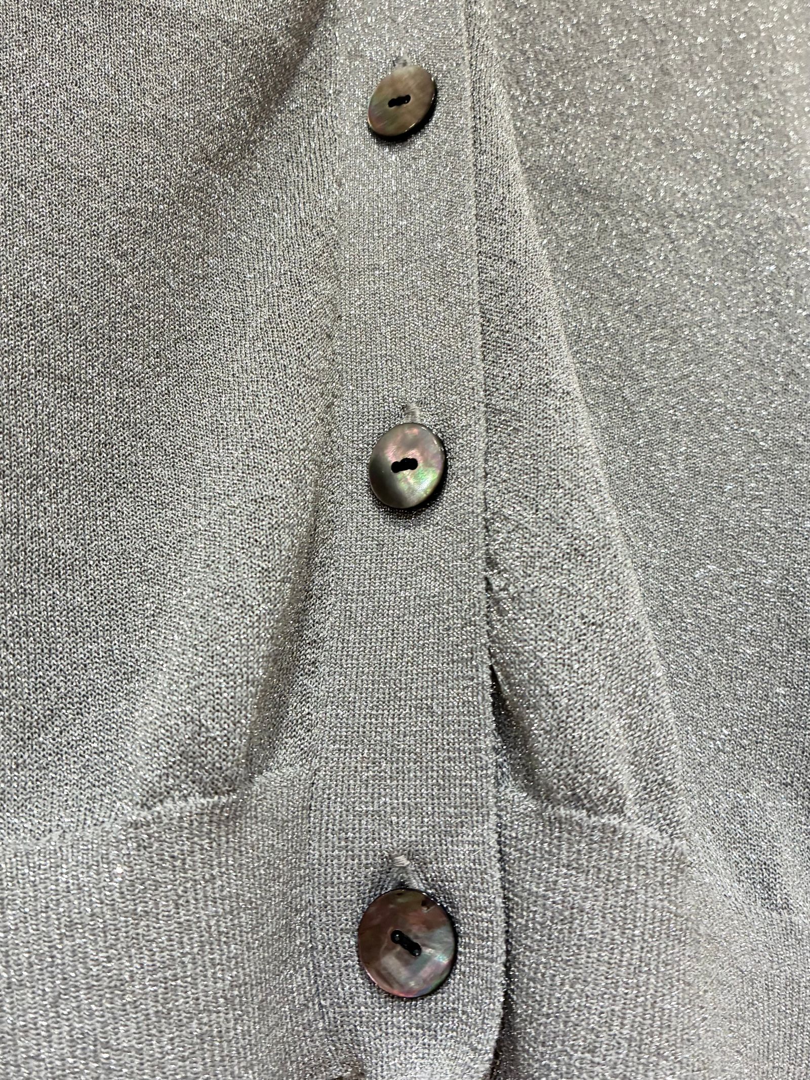 シマ―セーター ハーフスリーブカーディガン / シアーラメカーディガン / グレー