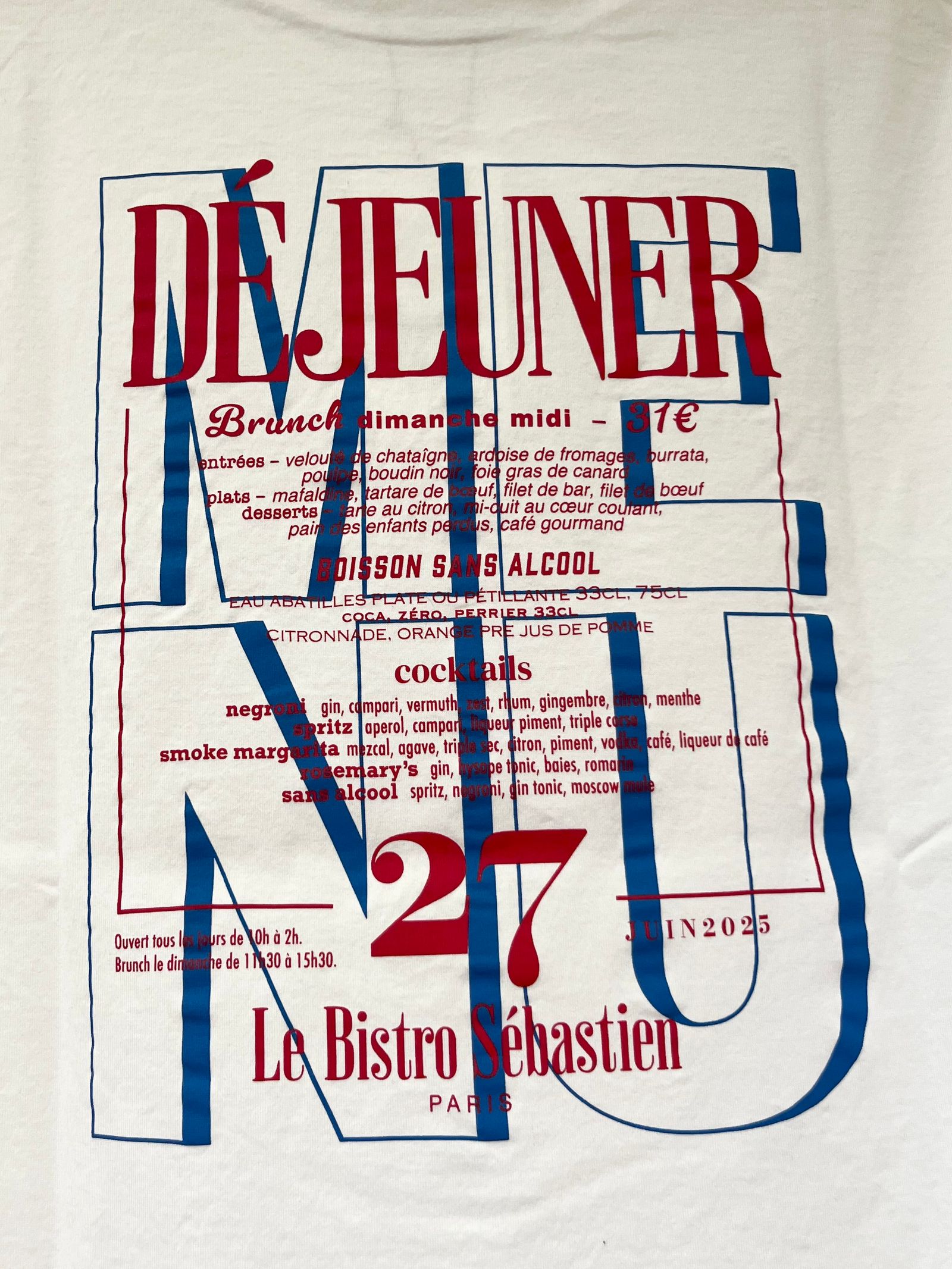 BISTRO MENU TEE / プリントTシャツ / ホワイト