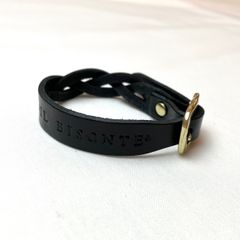 ロゴレザーメッシュブレスレット