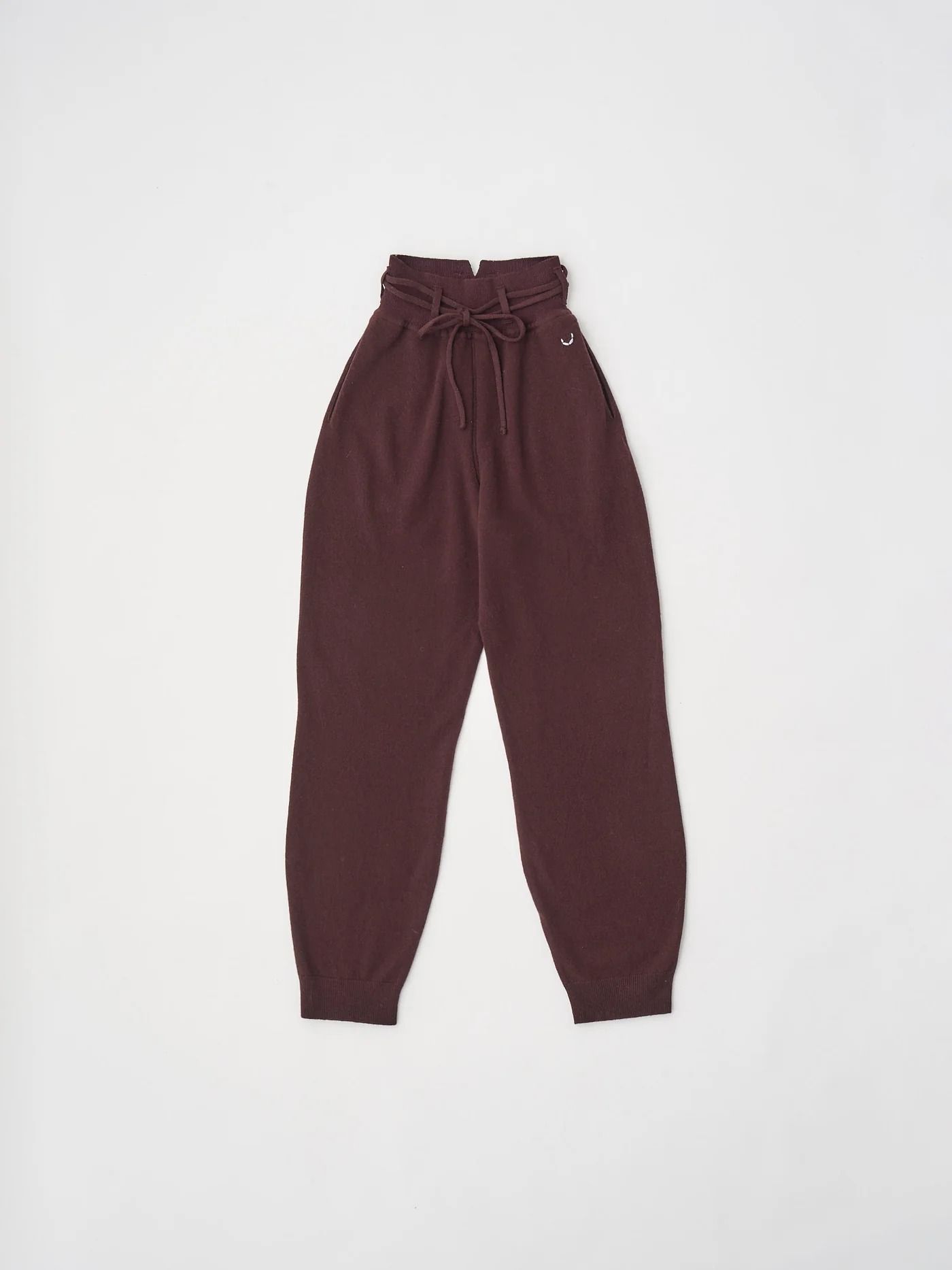 EX SUPER FINE WOOLEN WOOL HIGH-GAUGE KNIT PANTS / ブラウン / ボルドー