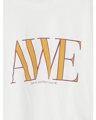 "AWE"プリントクロップドTee / ロゴTシャツ / ホワイト