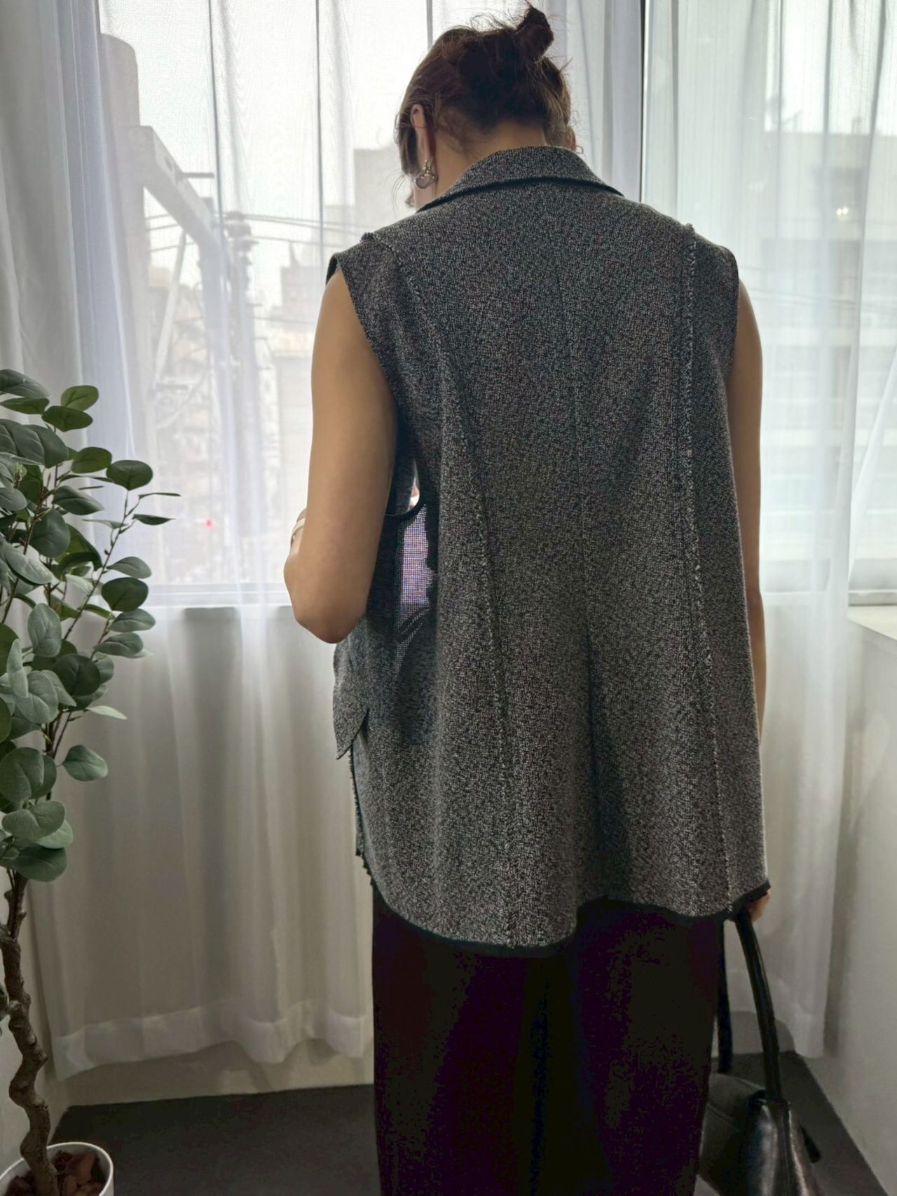 tweed like mesh gilet / ツイードライクメッシュジレ / グレー