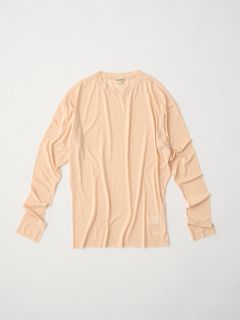 twisted cotton sheer jersey long sleeve Tee / シアーロンT / ピンクベージュ