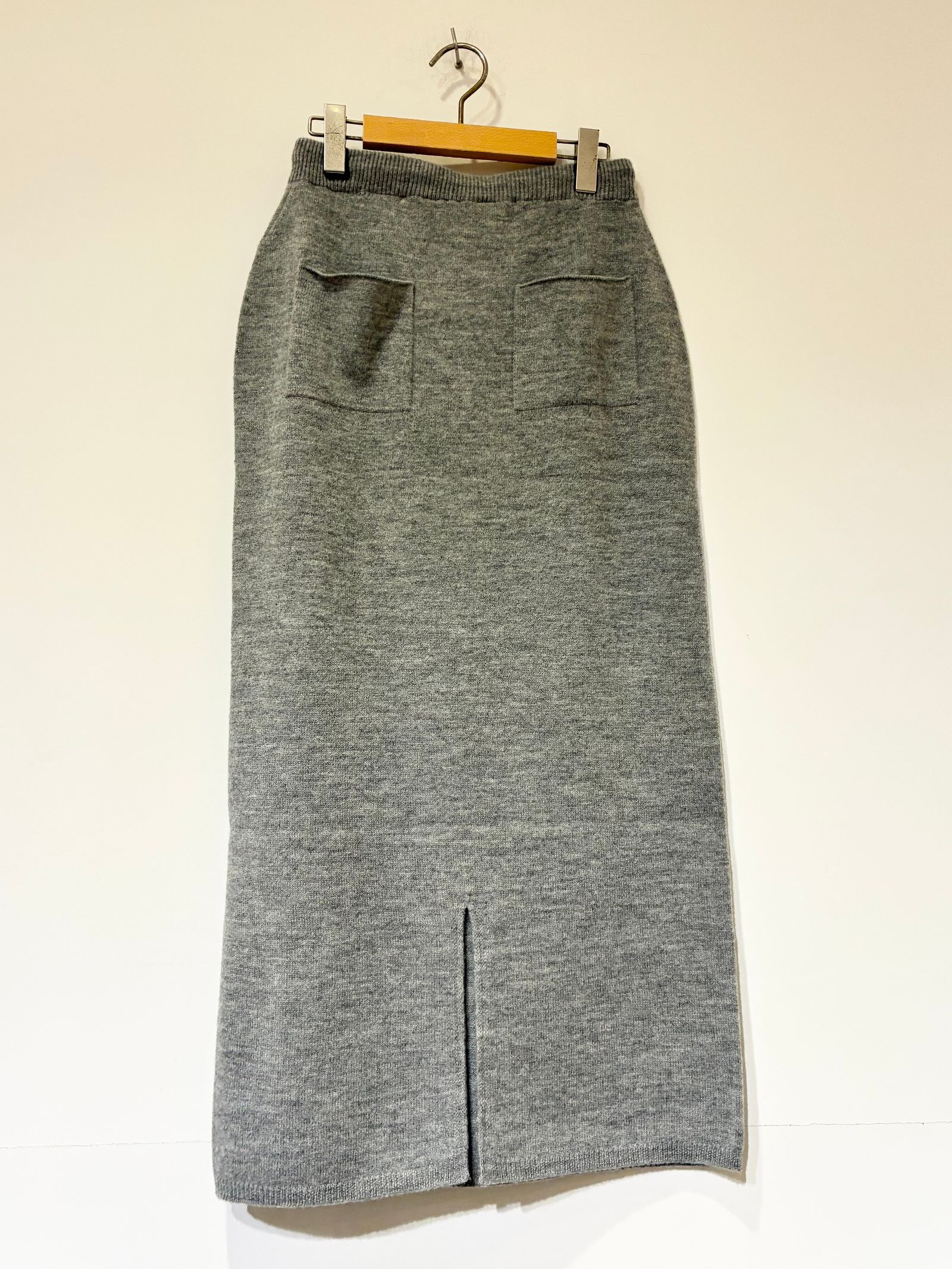 ウールカシミヤ スカート / ニットタイトスカート / グレー