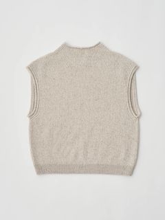 WOOLEN COTTON & SILK NEP WOOL TWEED-KNIT VEST / グレージュ