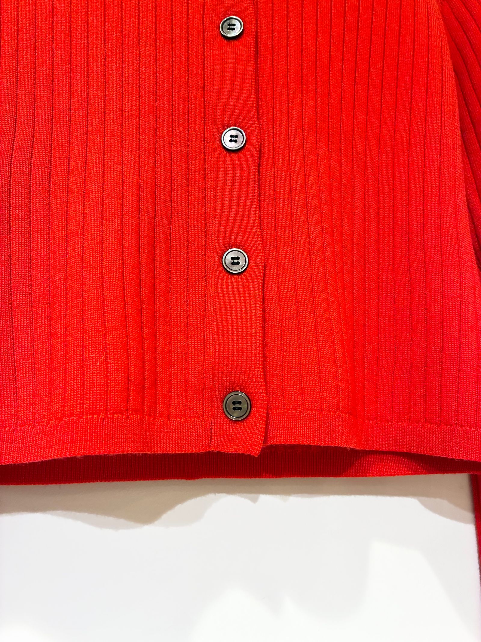 ウールアウトフィット ポロカーディガン / ポロニット / レッド / オレンジ