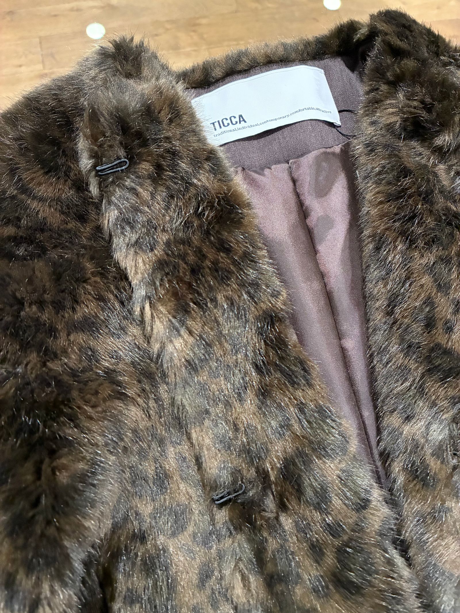 レオパードファーショートコート / ブラウン