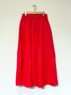 LINEN BALLOON SKIRT / リネンフレアスカート / レッド
