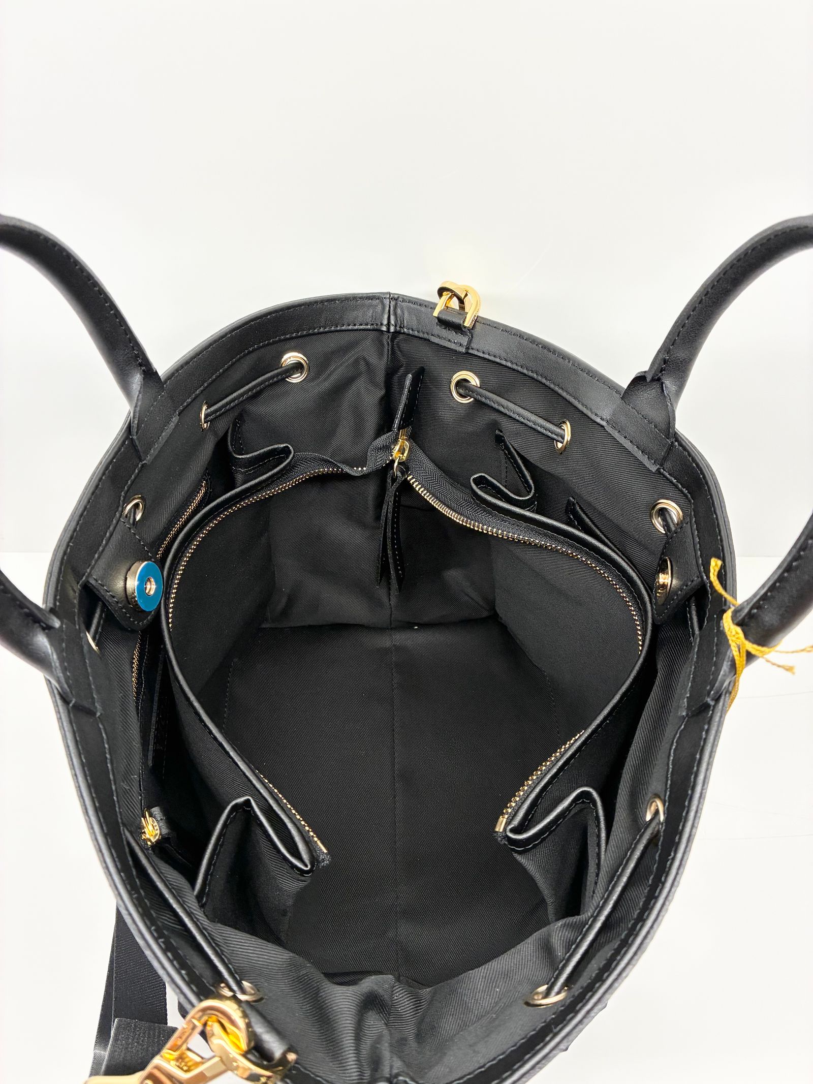 CAMPER / レザーコードキャンバスバッグ / ブラック