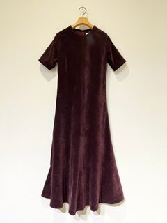 Bed&Breakfast / Chambray Corduroy Dress / コーデュロイワンピース / ボルドー