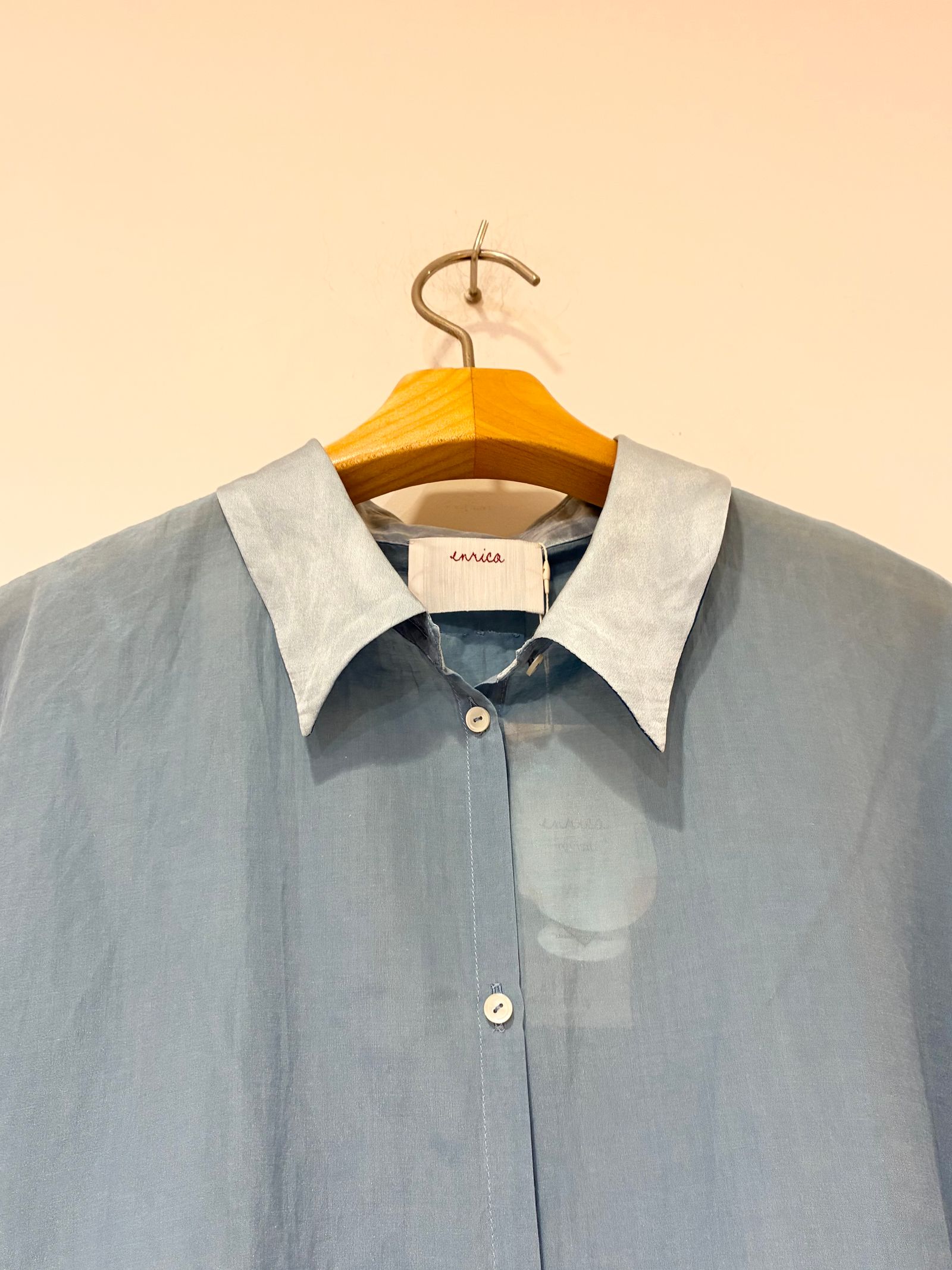 コットンシルクシャツブラウス / ブルー