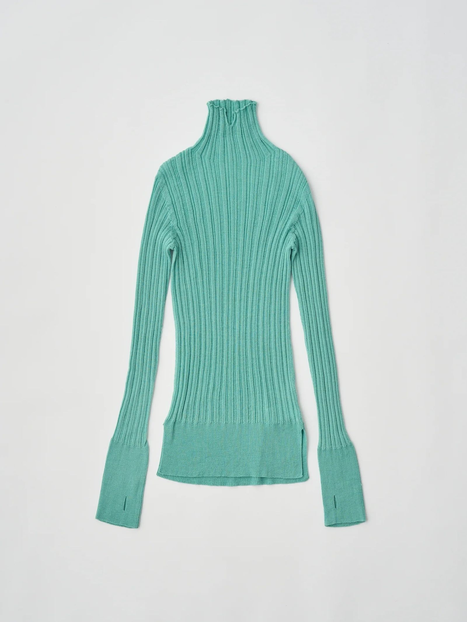 ROYAL BABY ALPACA RANDOM RIBBED-KNIT HIGH-NECK P/O / グリーン
