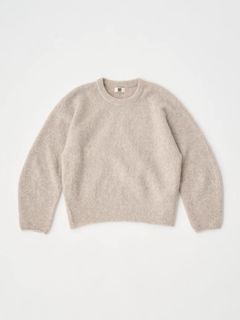STRETCH SUPERKID MOHAIR CREW-NECK P/O / ニット / グレー / ベージュ