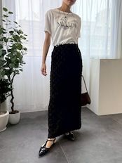 fringe jacquard tight skirt / フリンジジャガードタイトスカート / ブラック