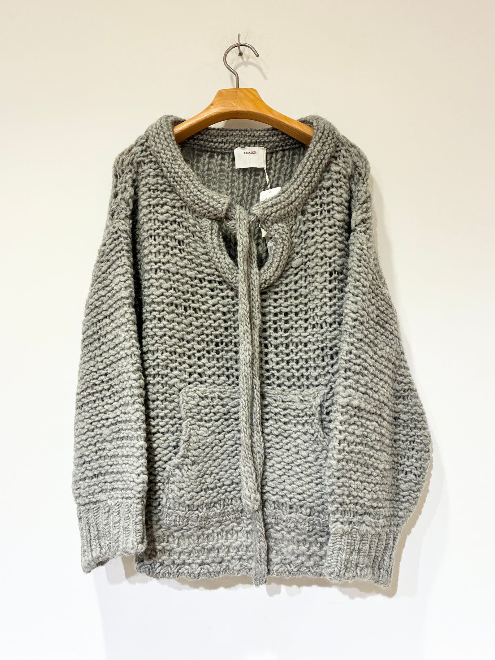 ROW WOOLパーカーライクニット / ローゲージニット / グレー