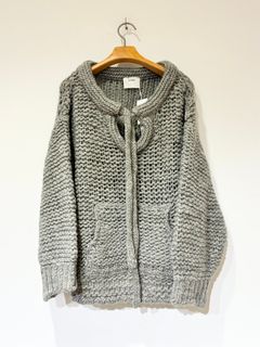 ROW WOOLパーカーライクニット / ローゲージニット / グレー