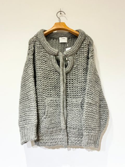 ROW WOOLパーカーライクニット / ローゲージニット / グレー