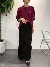 fringe jacquard tight skirt / フリンジジャガードタイトスカート / ブラック