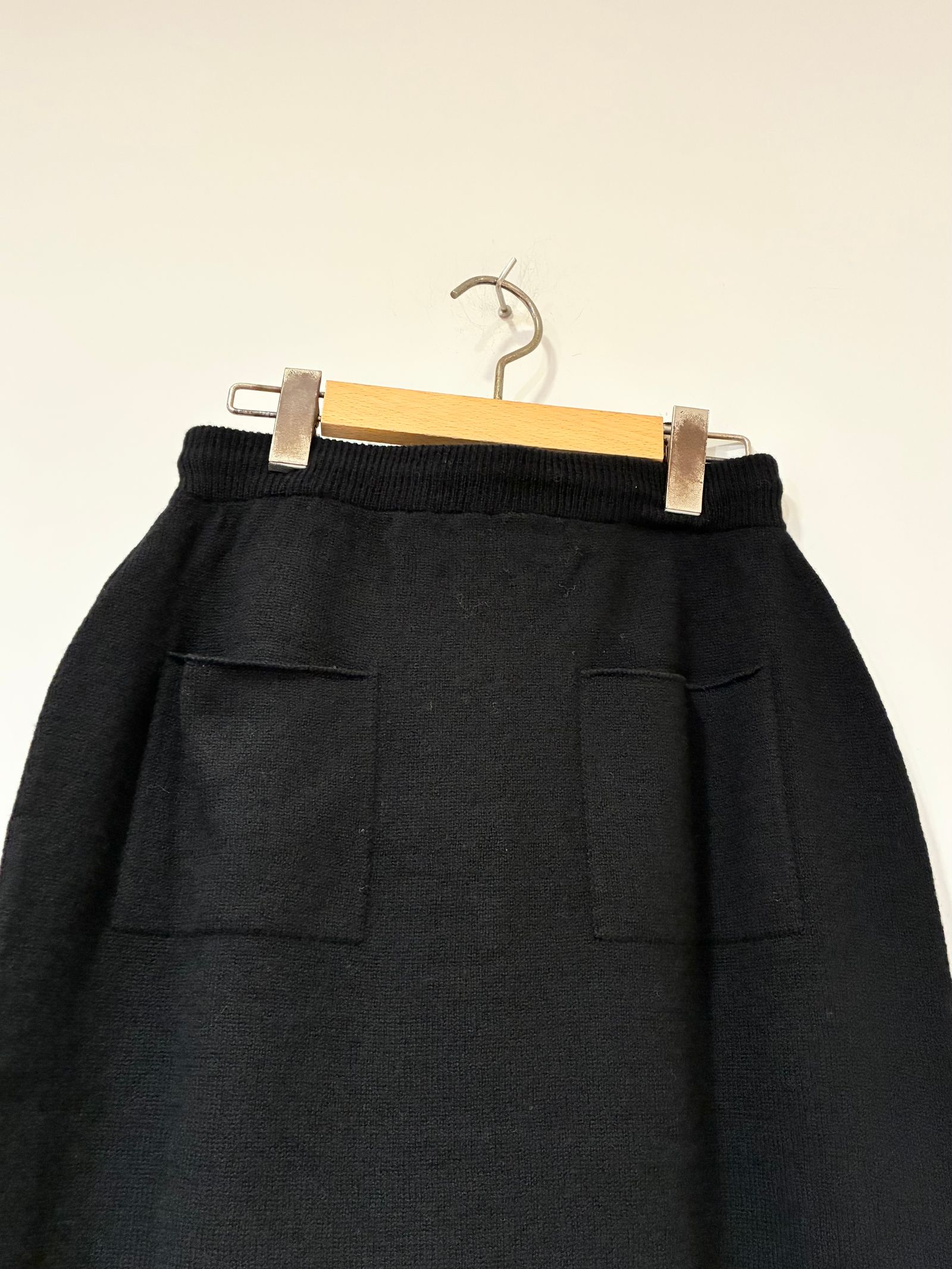 ウールカシミヤ スカート / ニットタイトスカート / ブラック