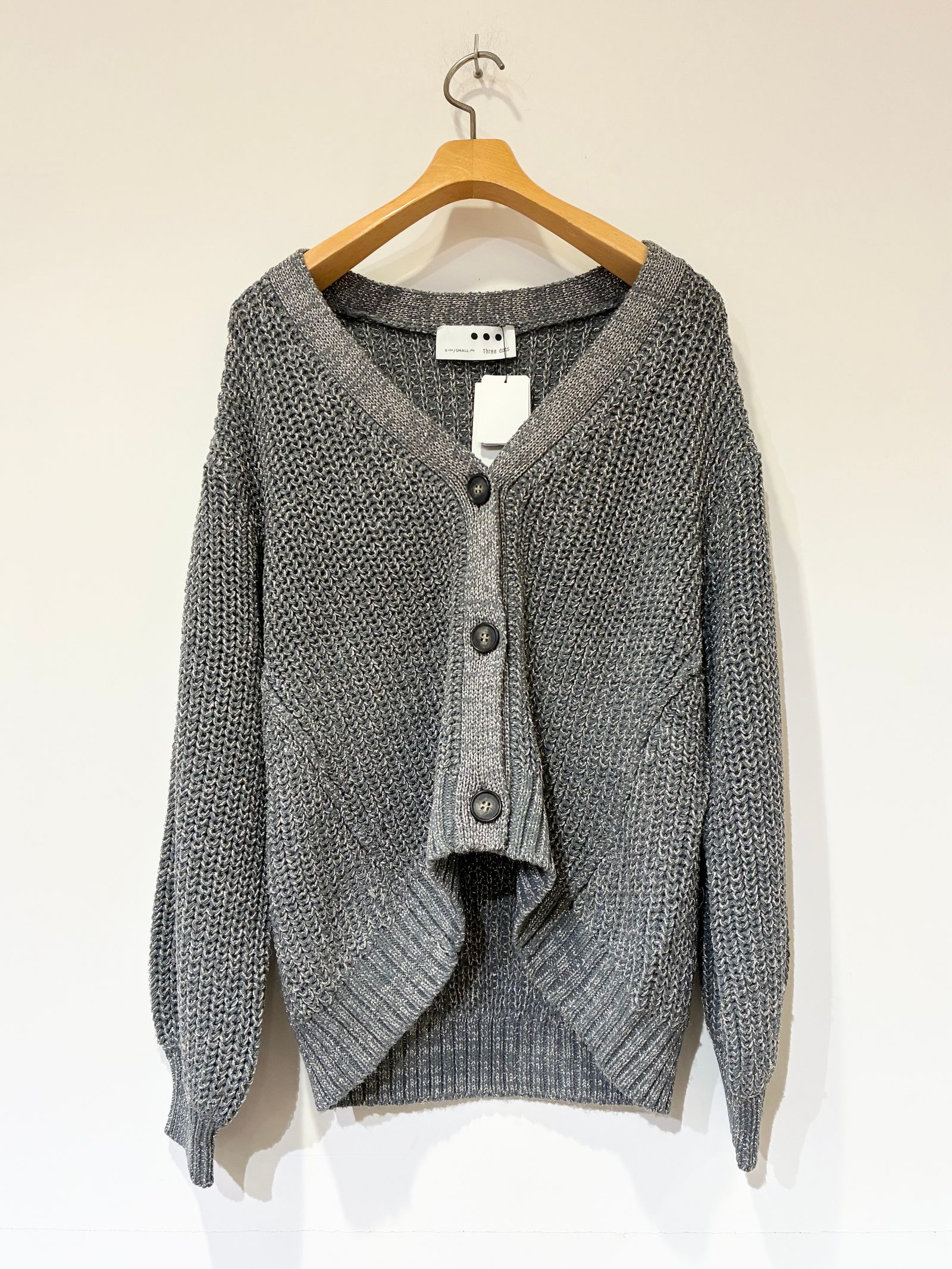 スパークリングセーター カーディガン / ラメカーディガン / チャコールグレー