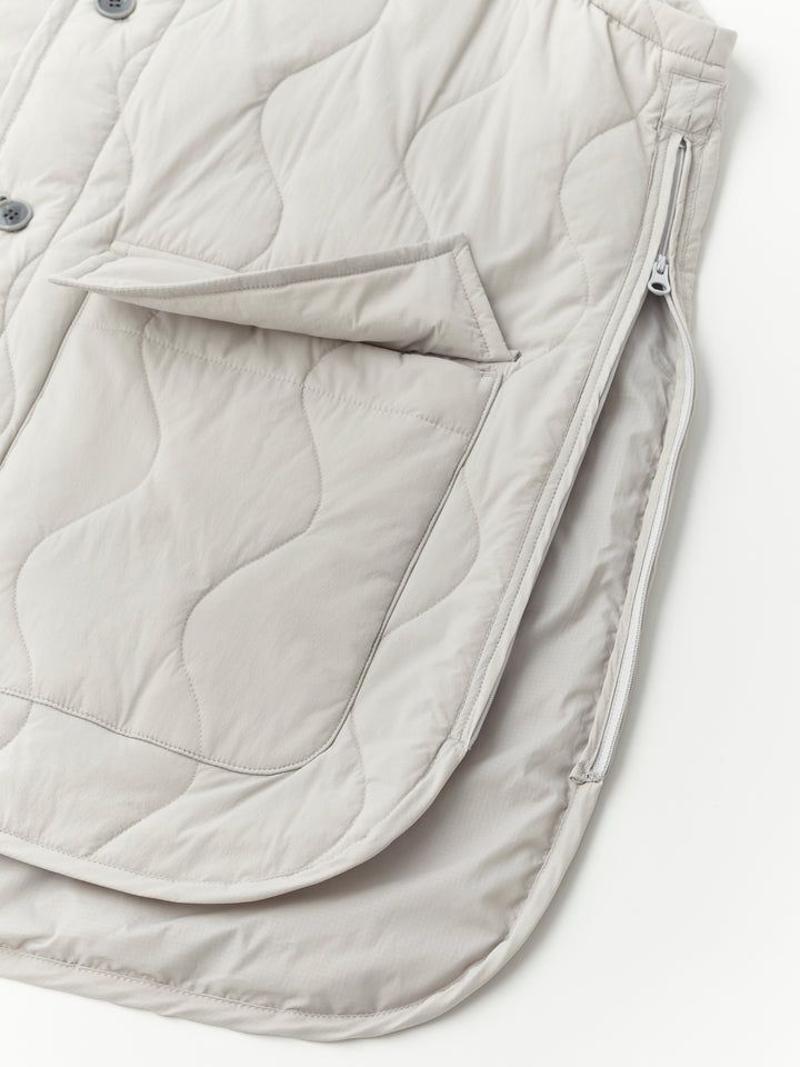 【ラスト1点】【WILD THINGS × unfil 】quilted nylon 2way jacket / キルティングジャケット / ライトグレー