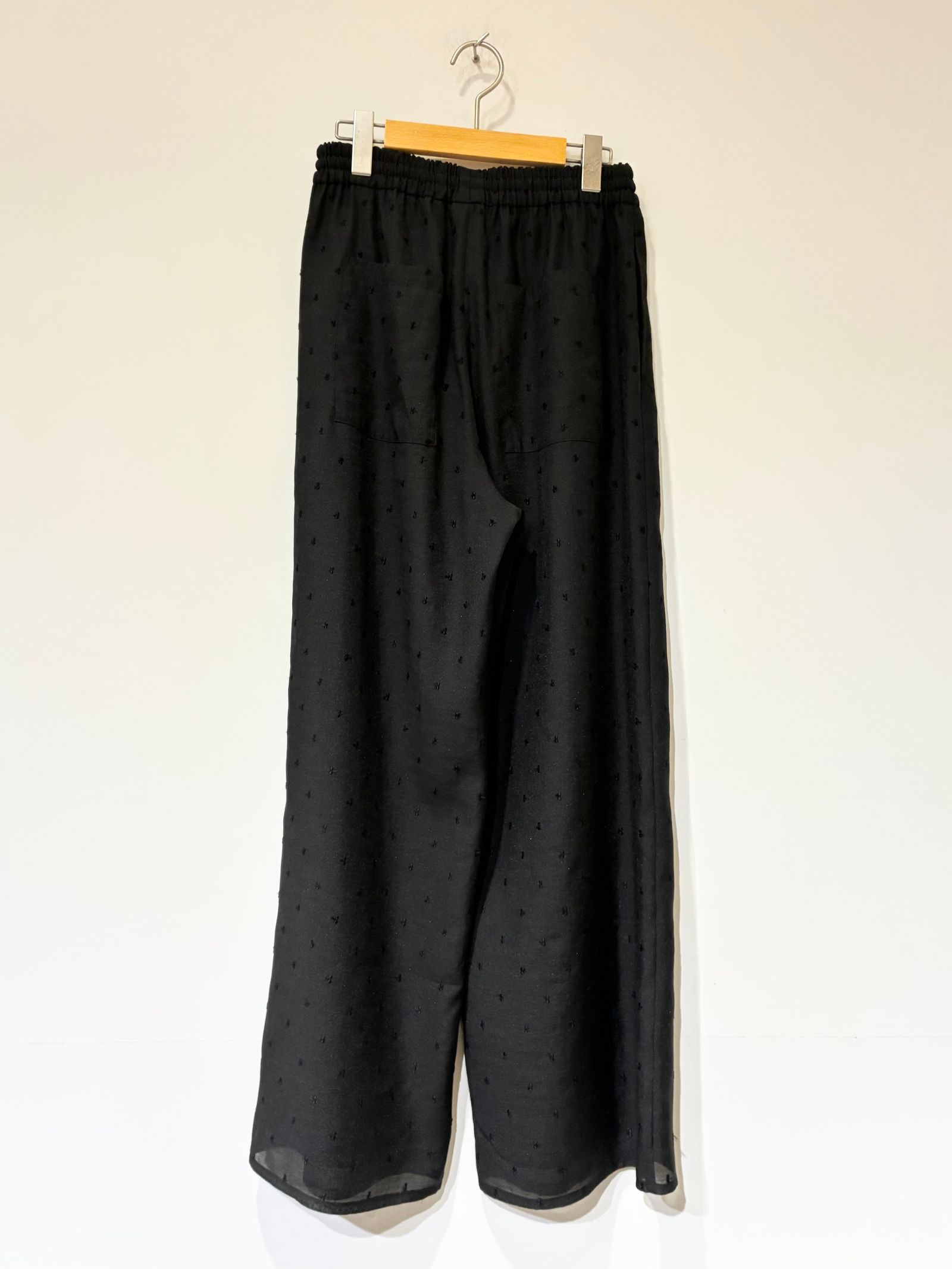 ドットエンブロイダリーパンツ / ドット刺繍ワイドパンツ / ブラック