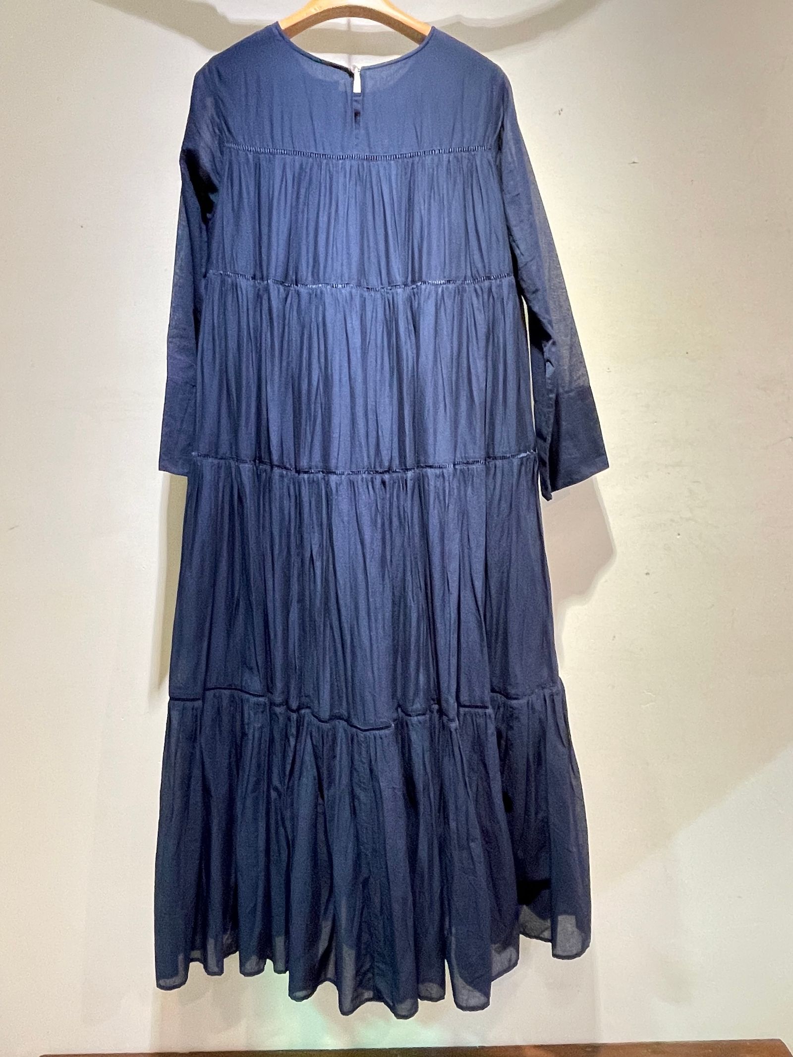 Cotton Voile Tiered Maxi Dress / ティアードマキシワンピース / ネイビー