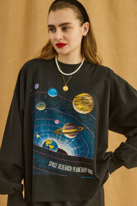 PLANET LONG TEE / プリントロンT / ブラック