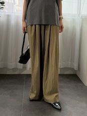 cotton nylon wide easy pants / コットンナイロンワードイージーパンツ / オリーブカーキ