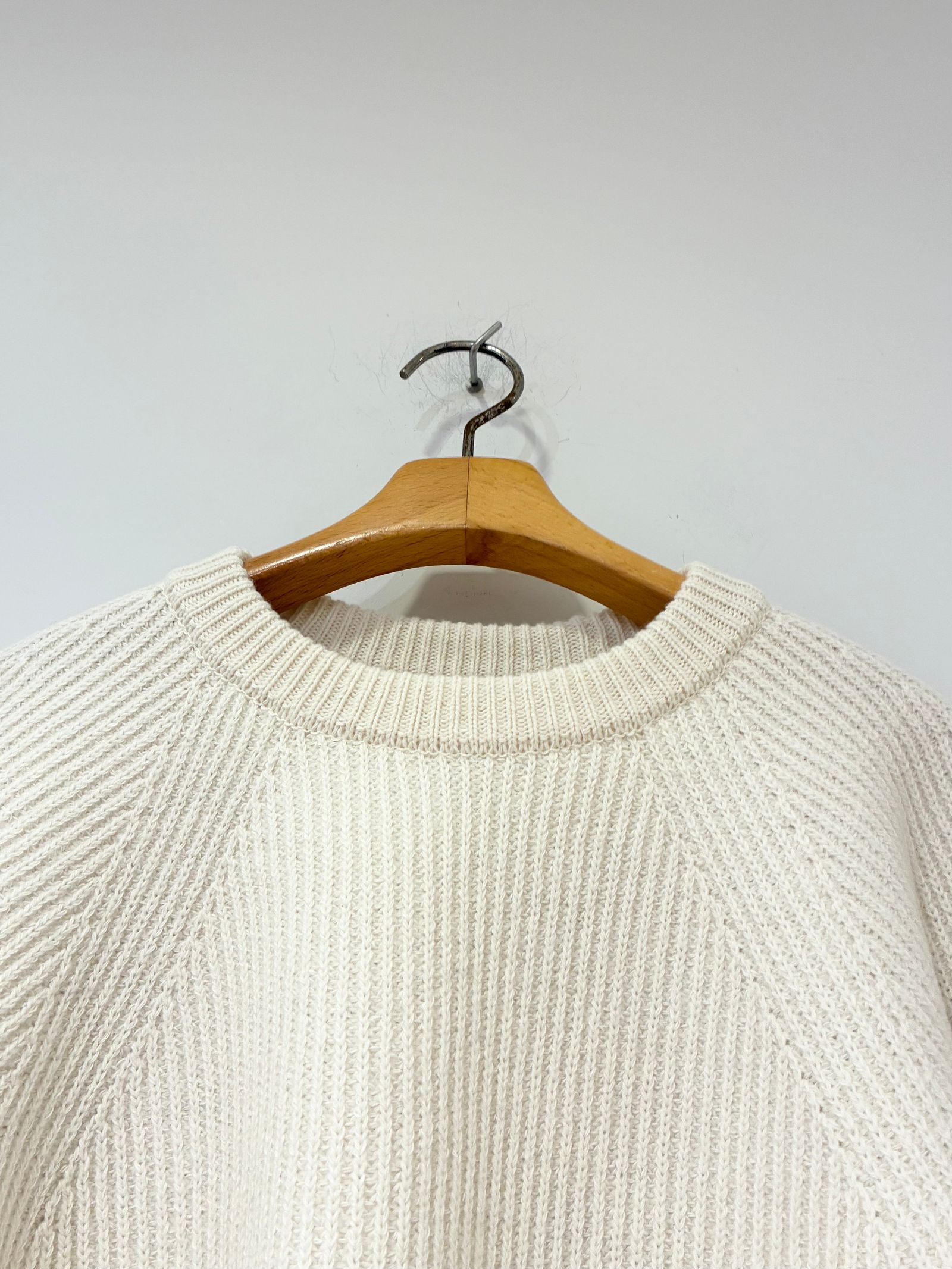 WOOLEN COTTON & EX.FINE LAMBS WOOL RIBBED-KNIT P/O / ショート丈ニット / ホワイト