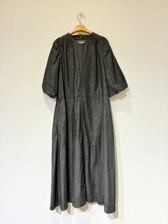 CLASSIC DRESS / バルーンスリーブデニムワンピース / ブラック