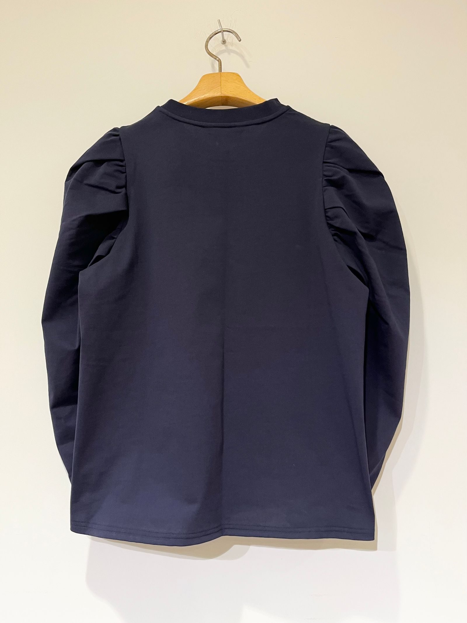 SHIRRING JERSEY BLOUSE / パフスリーブカットソー / ロンT / ネイビー